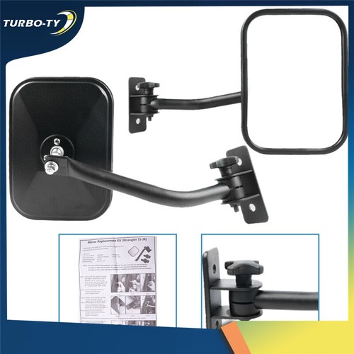 For Jeep Wrangler TJ JK 1997-2018 Silscvtt Rear Mirrors Quick Release Square - Picture 5 of 9