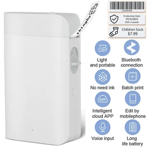 Label Maker Printer Thermal Bluetooth Wireless Mini Portable w/Thermal Paper
