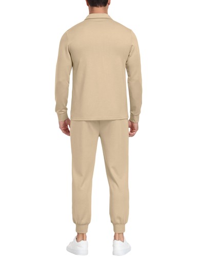 Men Tracksuit 2 Piece Sweatsuit Track Suit 1/4 Zip Long Sleeve Tops Jogging Pant - Picture 91 of 93