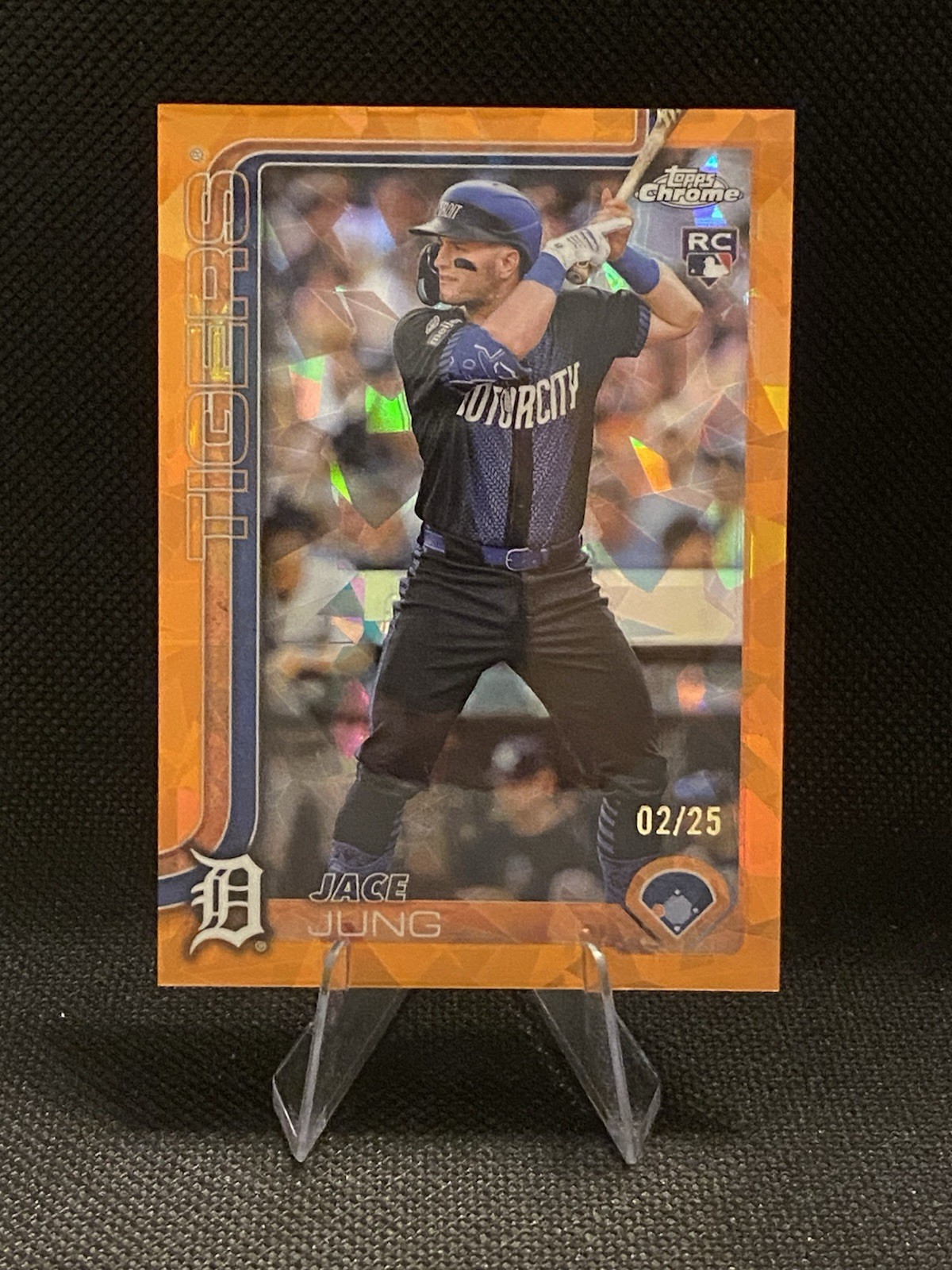 2025 Topps Chrome Sapphire Jace Jung RC Orange /25 Detroit Tigers #225