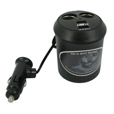 For Galaxy A13/A14/A15/A16/A17 - Car Charger Cup Holder 2-Port Power Adapter