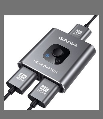 HDMI Switch 4k@60hz Splitter, GANA Aluminum Bidirectional Switcher Grey