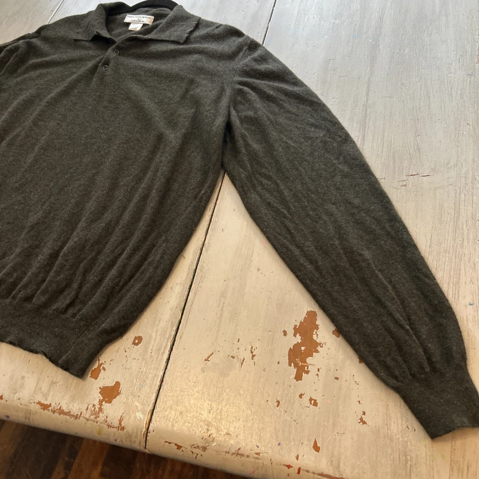 Suéter Saks Fifth Avenue Bosque Verde Marrón 100% Cachemira Para Hombre Talla XL Foto 2 de 4