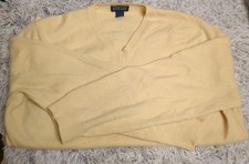 LANDS' END Men's XL 46-48 Tall Yellow 100 Cashmere Sweater Crewneck