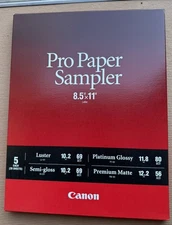Genuine Canon Pro Paper Sampler Pack 8.5x11 Letter New Sealed 20 Sheets Total