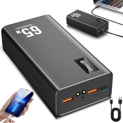 50000mAh Power Bank 65W PD Schnellladung USB-C & 2 USB-A für Handy Laptop Tablet