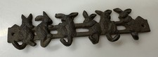 VTG Cast Iron Rabbit 6 Hook Wall Mounted Key Rack 6.75x2&rdquo;