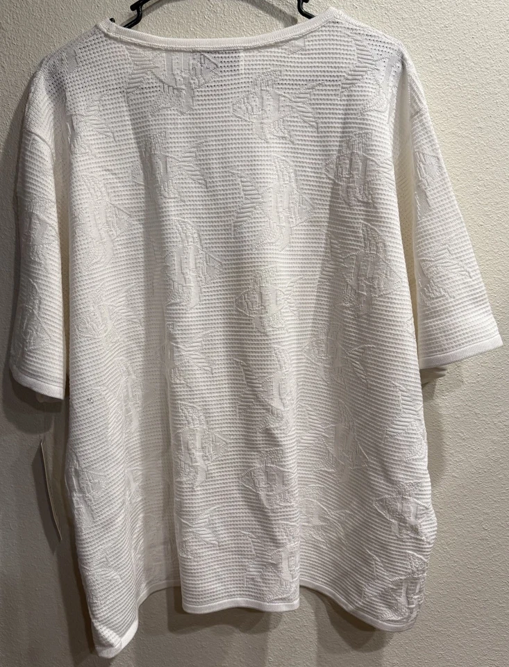 Camisa Alfred Dunner Plus 3X Marfil Acrílico Tejida Manga Corta Patrón Pez Nueva con Etiquetas Foto 2 de 4