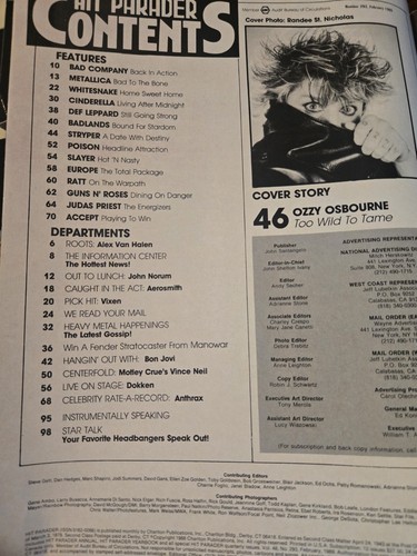 Hit Parader Magazine Ozzy Osbourne Feb 1989 Motley Crue Centerfold Zakk Wylde - Picture 6 of 8