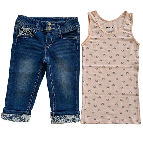 Bundle of 2 Adorable Girls Clothing Crop Jeans & Tank Top Size 6 - Picture 9 of 9