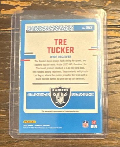 2023 Tre Tucker Donruss Rated Rookie Green Auto #362 (RC) - Las Vegas Raiders - Picture 2 of 2
