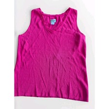 Chico's Magenta Pink Vneck Shirt Size O Small Sleeveless Shell Camisole Top EUC