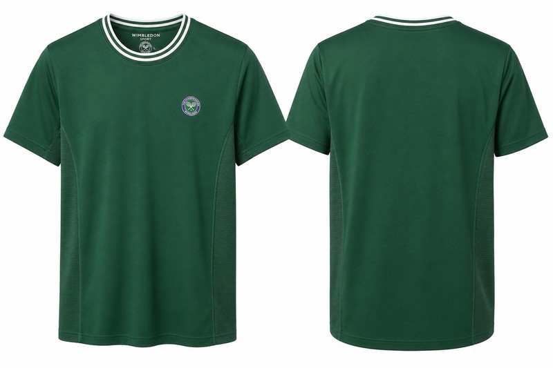 Wimbledon Sport Shirt Large Green Performance Tennis Athletic Mesh Stretch  NB#7