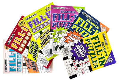 NEW Lot of 6 Dell Penny Press Fill In FAMOUS and Super Jumbo Issue Puzzle Books