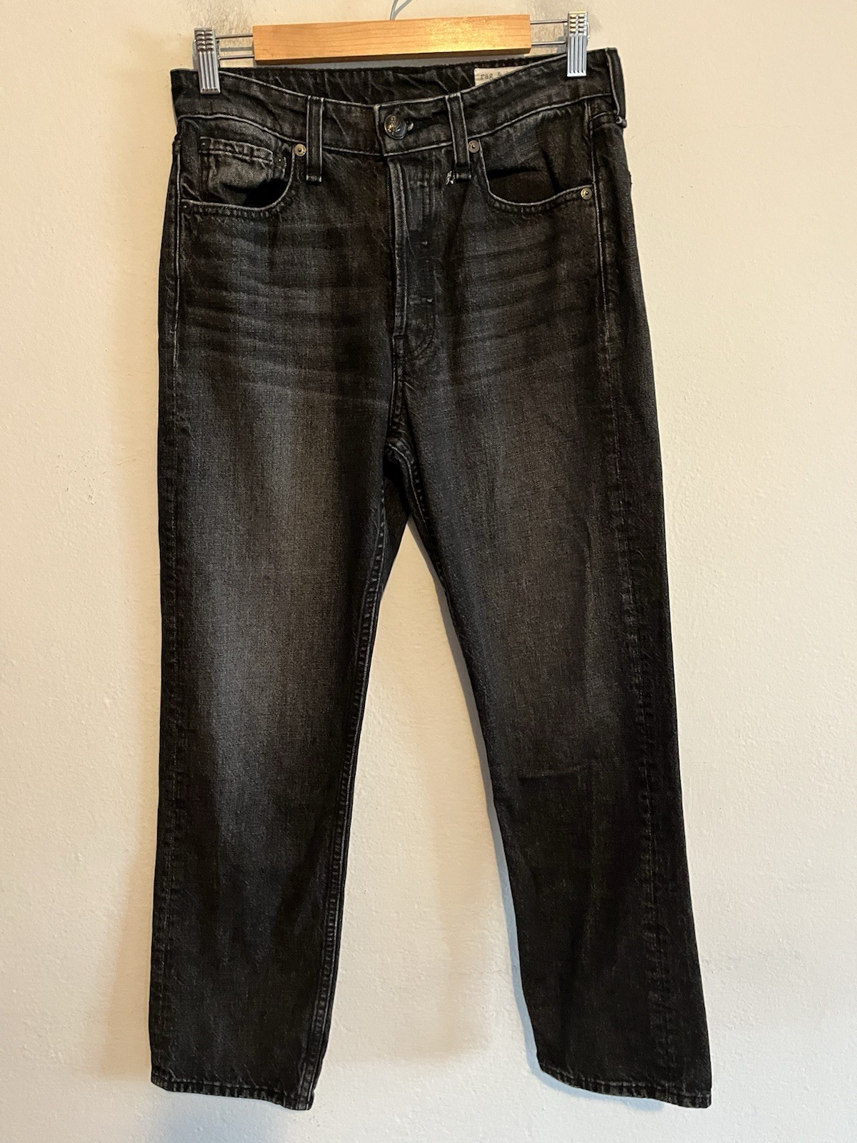 Rag And Bone Black Factory Faded Maya High Rise Slim Button Up Jeans Size 27
