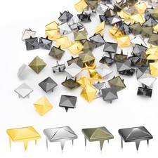 500 PCS Square Pyramid Studs 12mm Assorted Metal Claw Spike Rivets DIY