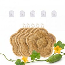5Pcs Flower Natural Loofah Scrubber, 100 Luffa Sponge, 5 Hooks