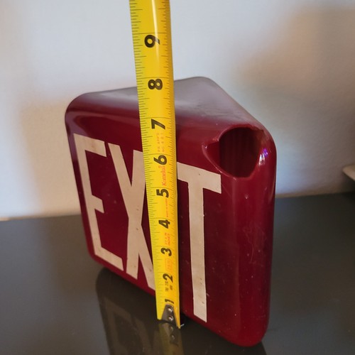 Antique Glass Exit Sign Ruby Red Globe Triangle (Broke - See Pics) - Picture 7 of 7