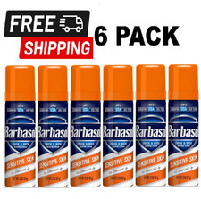 Pack of 6 Barbasol Sensitive Skin Thick Rich Shaving Cream Travel Size 2 OZ