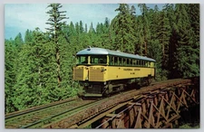 Skunk Train Diesel Locomotive Fort Bragg Willis California Chrome Postcard