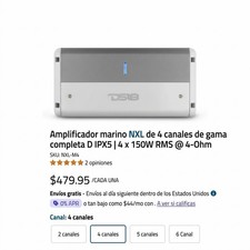 DS18 NXL-M4 Marine Amplifier Waterproof IPX5 4 Channel 4x150W RMS  4-Ohm