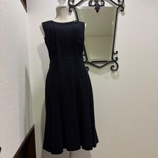 USED CHANEL BLACK SLEEVELESS FLARE DRESS, SIZES M-L GOOD