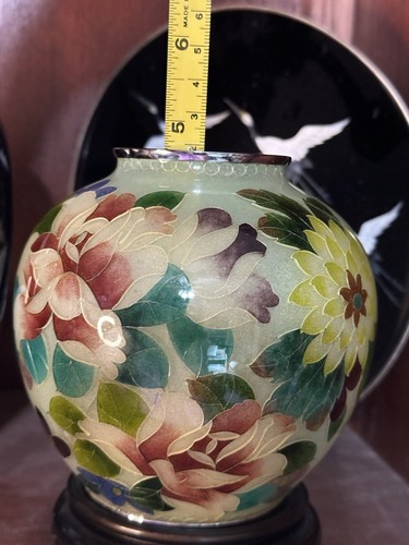 Japanese Plique-à-jour Cloisonne vase Millefleur Perfect - Picture 23 of 24