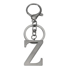 Initial Letter Keychain, Metal Alphabet Letter Z Keyring, Black