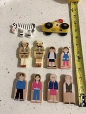 Nice Lot of 10 Wooden Railway Train People Figures Free Ship in USA