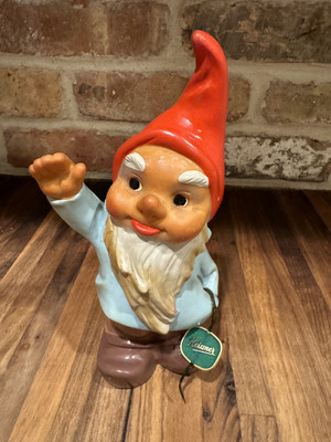 Vintage Heissner 7  Hard Plastic Garden Gnome #928 West Germany 1970 s.