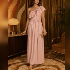 Dance Allure Vintage 80s Pink Maxi Bridesmaid Party Prom Dress sz 12