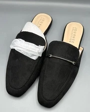 Journee Collection Ameena Black Vegan Leather Mule Flats Size 10