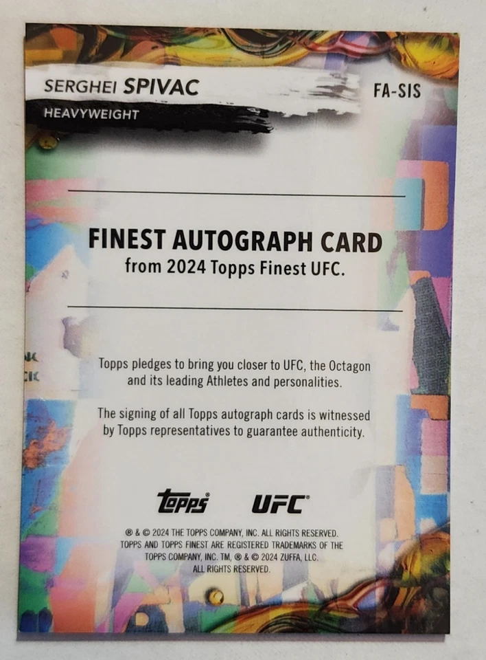 2024 Topps Finest UFC Serghei Spivac Gold Refractor Auto /50 Heavyweight - Image 2 of 4