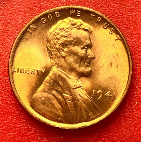 1941-P Lincoln Wheat Cent Penny GEM RED BU From an Original Bank Roll