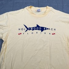 Vintage Hollywood Beach Florida Shirt Mens XL Cream Single Stitch Anvil USA Made