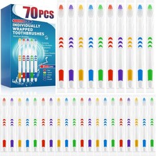 70 PCS Premium Individually Wrapped Bulk Toothbrush Pack Disposable Toothbrushes