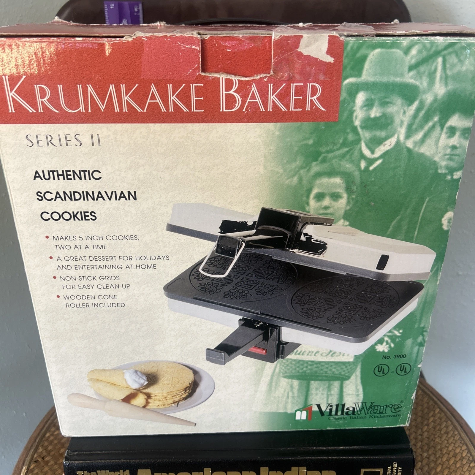 Vintage VillaWare Krumkake Baker Pizzelle Scandinavian Cookie Maker 3900 Clean