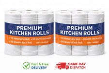 Kitchen Rolls White Tissue Paper Towel 2Ply Hand Absorbent Embossed Roll 10m