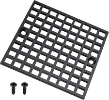 4" Matte Black Shower Drain Cover, 304 Stainless Steel Square Floor Drain Cover
