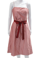 Jenny Yoo Collection Women A-Line Silk Sundress Pink Tie Sleeveless Size 8