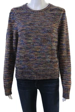 Veronica Beard Women Blue Crew Neck Pullover Sweater Merino Wool Blend Size M