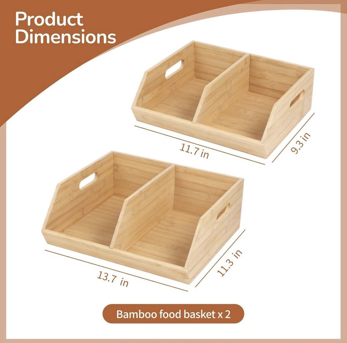 ビーズシェルバンブーBOX ② L 2 Pack Bamboo Pantry Storage Bins 2 Sizes. A0060 | eBay