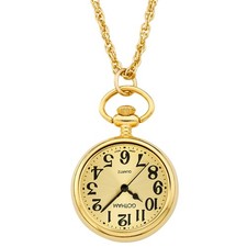 Gotham Women's Gold-Tone Open Face Pendant Watch With Chain  GWC14134GA