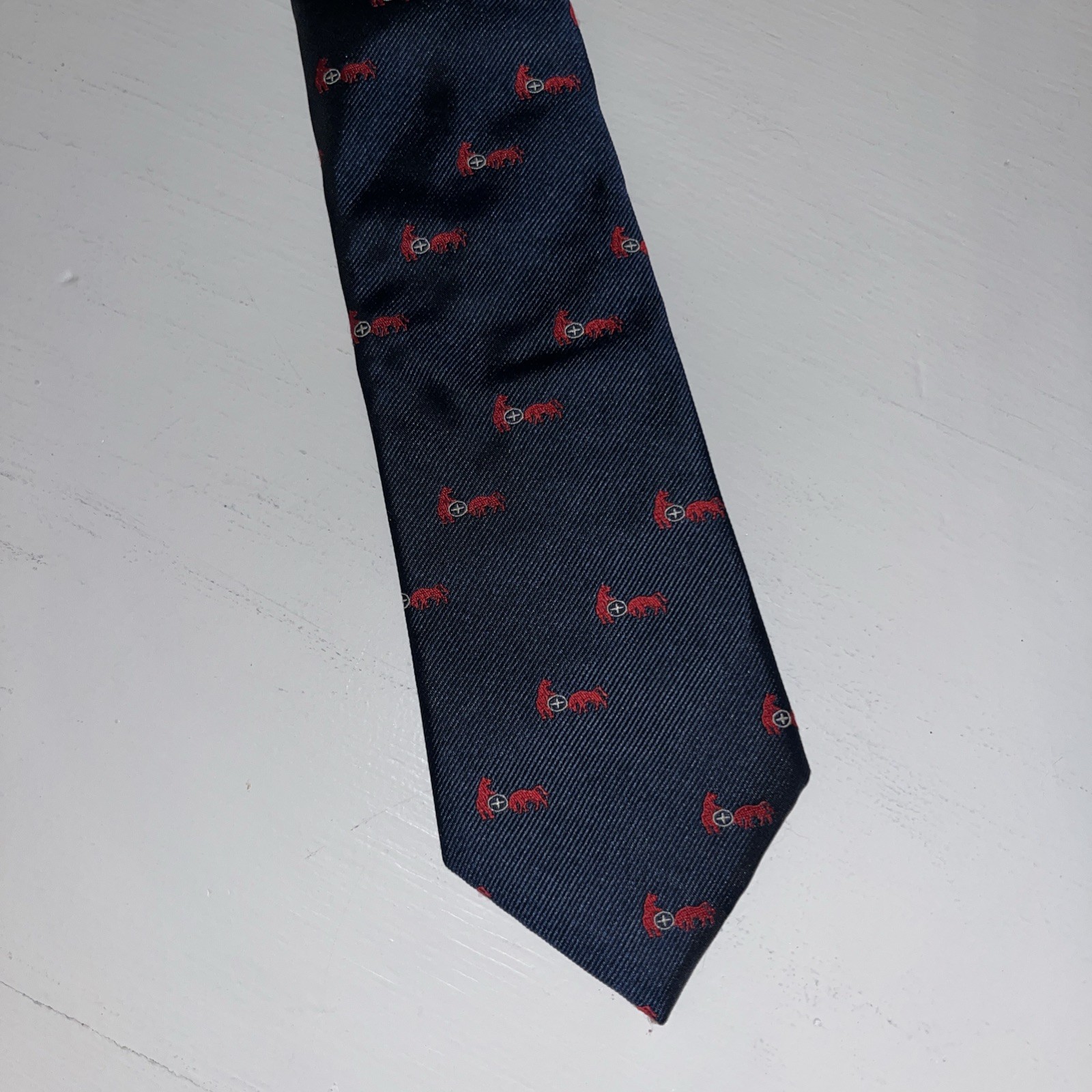 Exclusive NYSE Bull & Bear Navy Blue Silk Tie - Pre-Owned image 2