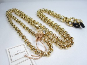 Authentic Nina Ricci Gold Plated Glasses Holder with Swarovski Crystals - 30" - 8910