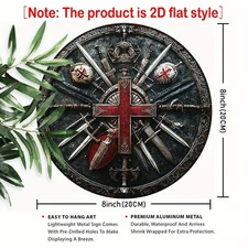 Medieval Weapons Emblem Round Aluminum Sign 7.87Inch