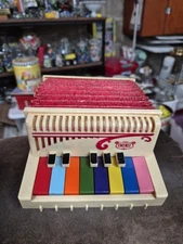 Rare Vintage Emenee Color Piano Accordion Kids Musical Toy - Works! Plays Good!!