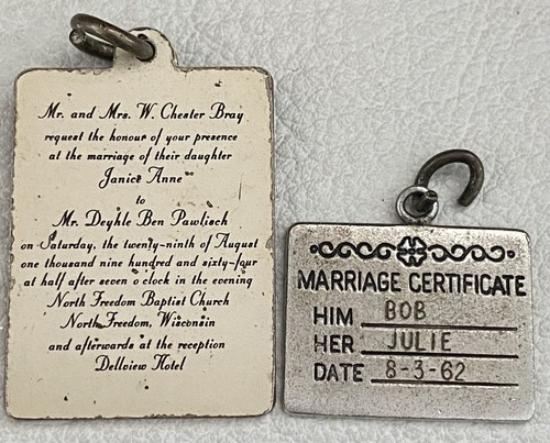 Vintage 1960’s Sterling Silver Charm Wedding Invitation & Marriage Certificate
