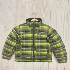 Patagonia Kids XS 5-6  Goose Down 700 Fill Insulated Puffer Jacket Green Plaid
