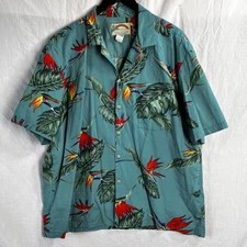 Vintage Paradise Found Mens XL Floral Hawaiian Shirt Cotton Camp Single Stitch